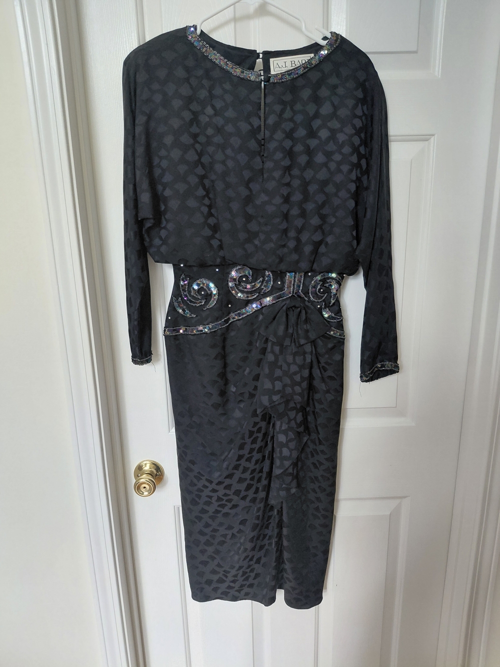 A.J. Bari VINTAGE 80s Embellished Silk Dress